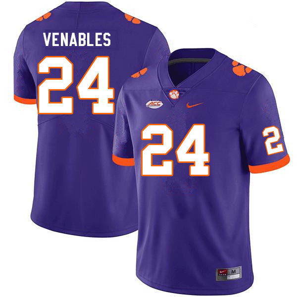 Men #24 Tyler Venables Clemson Tigers College Football Jerseys Sale-Purple - Click Image to Close